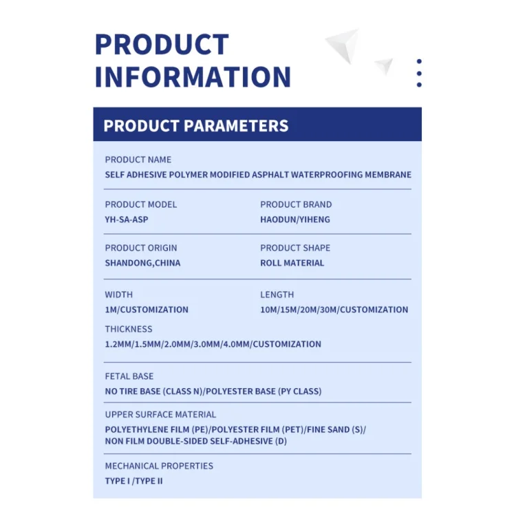 CUSTOMIZATION Bitumen Price Bitumen Waterproofing Membrane PE Super Waterproof Tape POLYESTER BASE Factory Price Anti-crack