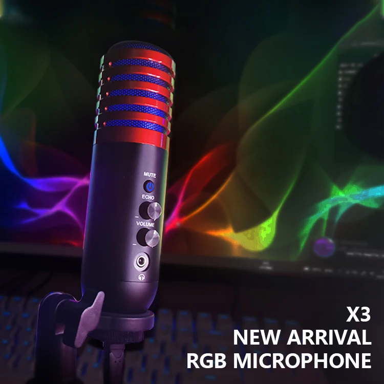 Factory Direct Sale RGB Condenser USB Desktop Computer Microphone Gaming Youtube Recording Studio for PC