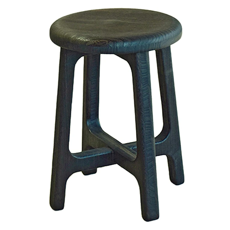 Kitchen convenient smooth texture ottoman paulownia wood stool round