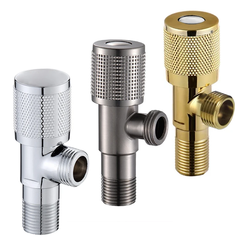 Stainless Steel Body Angle Valve Toilet  Sus 304 Angle Stop Valve Shut off water stainless brushed angle stop valve