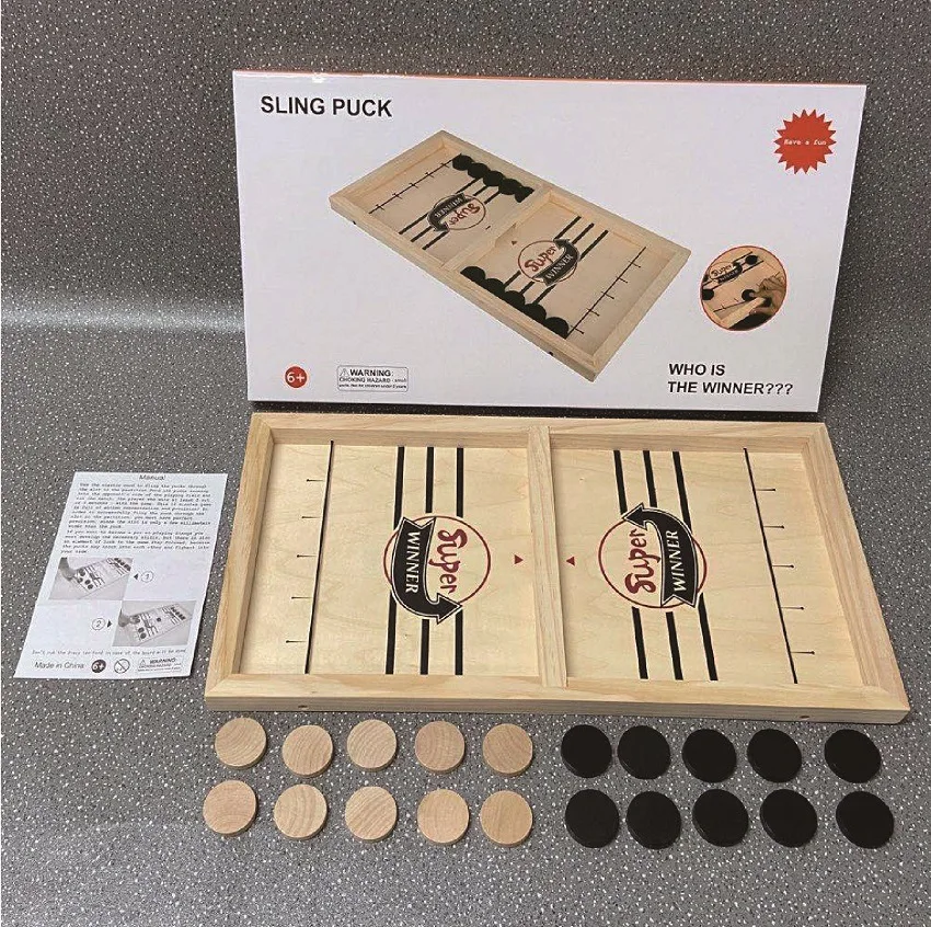 2021 Fast Sling Puck Board Competitive Game Paced Wooden Table Hockey Winner Games Interactive Chess Toys Desktop Battle Game