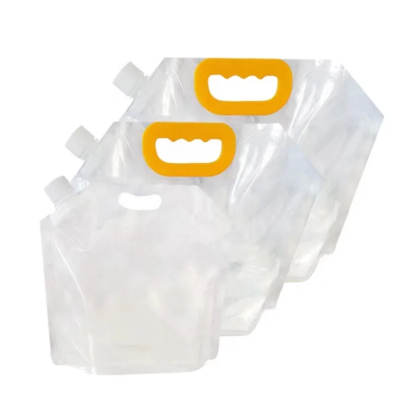 Custom 5 gallon 10 gallon portable transparent plastic drink pouches  mylar spout bag stand foldable water canister Container