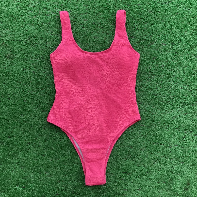 Push Up Open Back One-piece Beach Bathing Suit Solid Color Sexy One Piece Women Swimsuit Bikini Fitness Swimwear