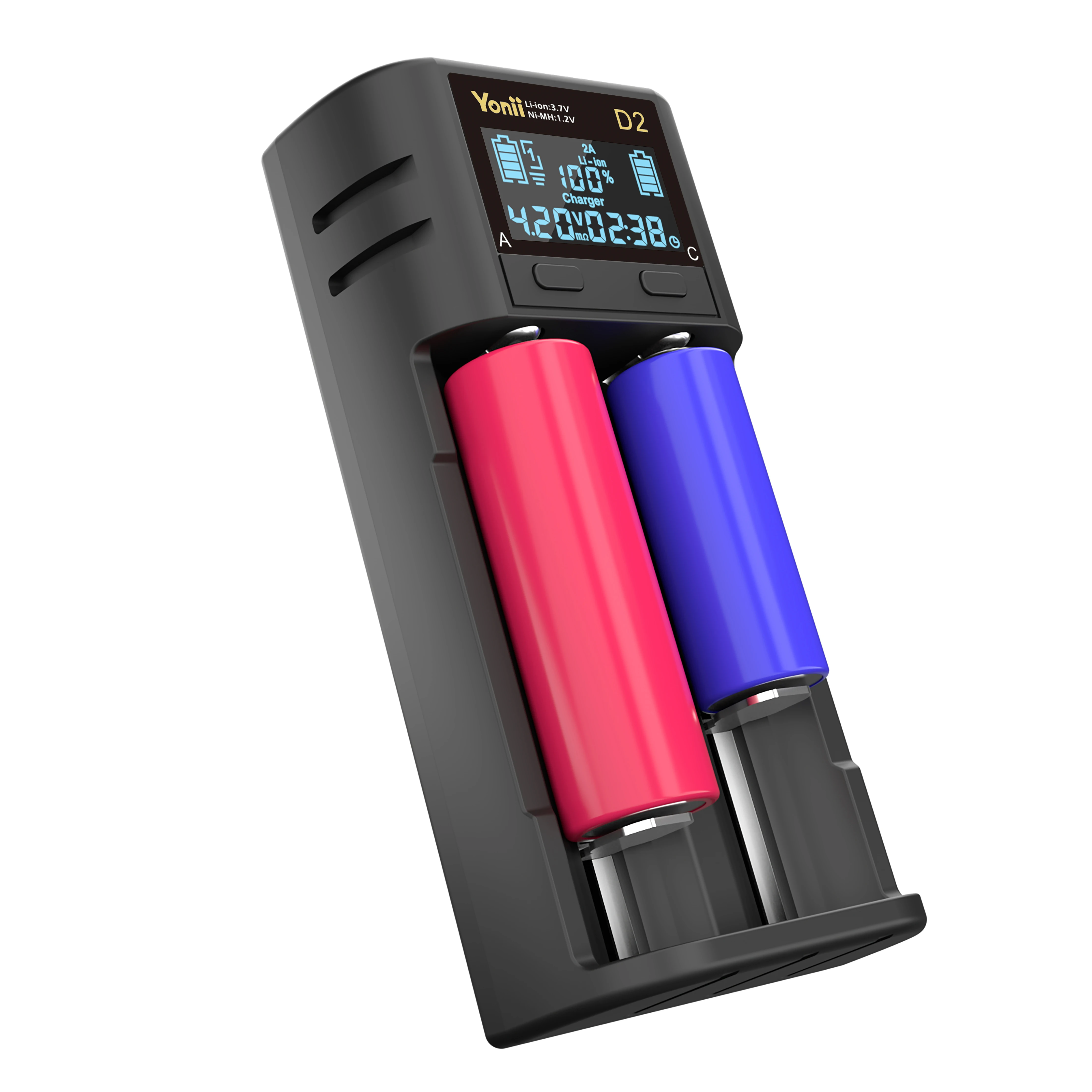 Q2 18650 Charger 1a 2 Slots 3.7v Input 5v 2a Usb Charger Flashlights Li-ion Rechargeable Battery Charger