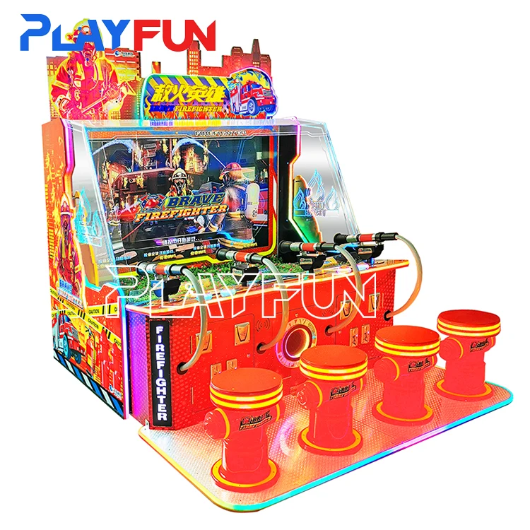 Playfun 2  and  4 players brave  fire  fighter  interacative water shooting gun redemption game  redemption game machine
