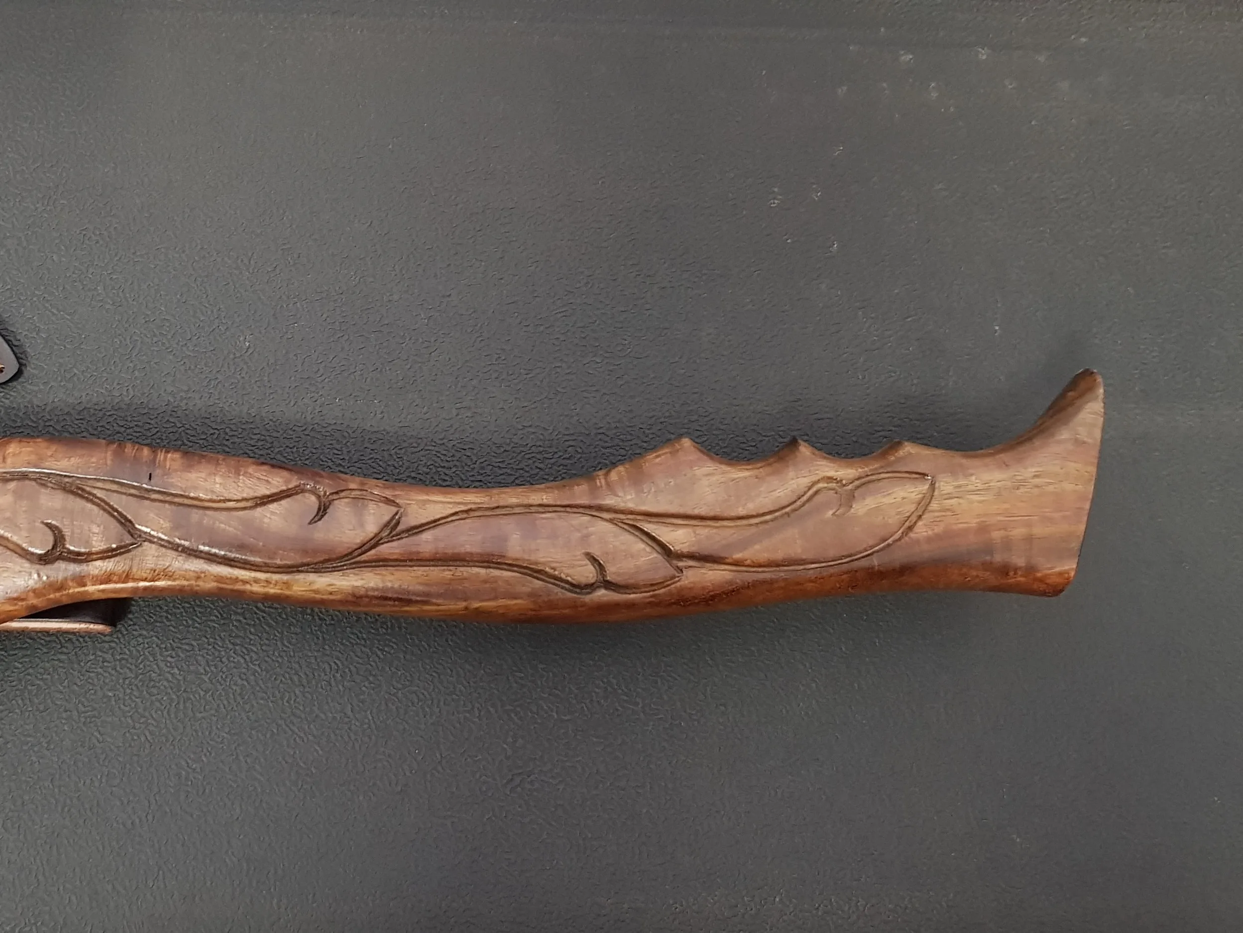 Damascus steel axe with rose wood engraved handle