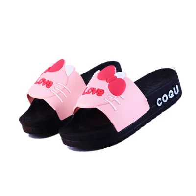 SL-079 New Style Lovely Cartoon Wholesale Slipper Thick High Heel Antislip PVC Slippers For Girl