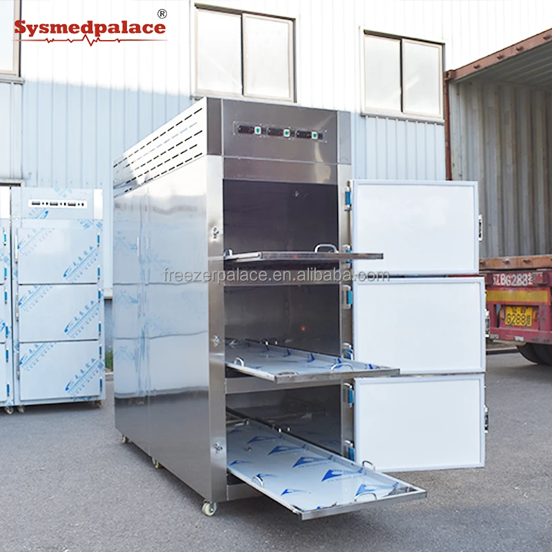 Freezerpalace nice price funeral home 3 bodies mortuary refrigerator Morgue cabinet cot funeral refrigerator freezer