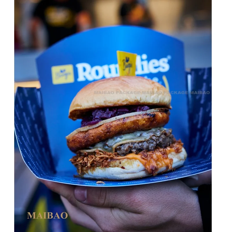 Wholesale Disposable Food Container Brown Kraft Wax Paper Food Tray For Hot Dog Snack Fast Food