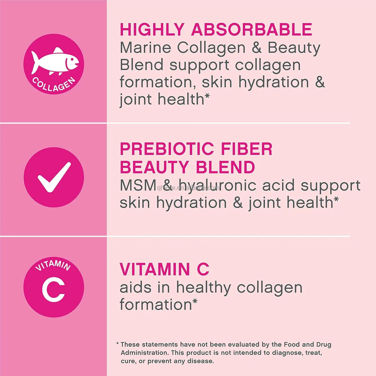 Absorbable Marine Collagen And Beauty Blend Support Vital Proteins Collagen Peptides Powder with Hyaluronic Acid and Vitamin C