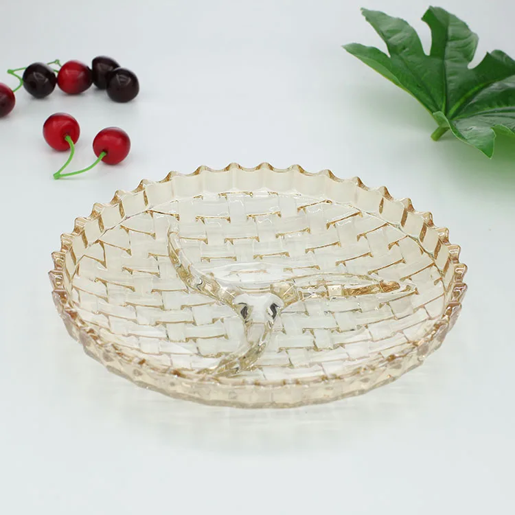 Glass Dish Glass Serving Platters Fruit Dish Glass Sub-grid Plate Snack Plate For Restaurant Home