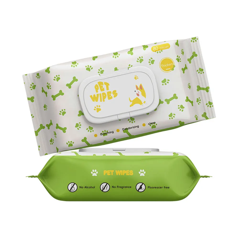 80pcs Pet Wipes Cleaning Paw Ear Fur Wet Wipes Deodorizing Daily Stain Removing