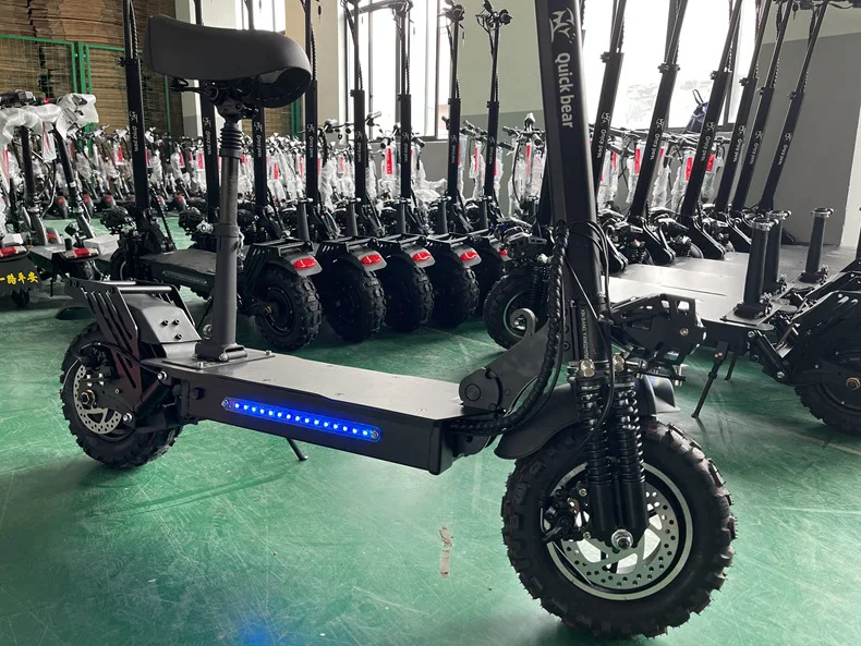 Wholesale High Quality Folding Adult Electric Scooter With Seat 1200W 2400W Motor 60km/h Max Speed 11 Inch Off-road Vacuum Tire