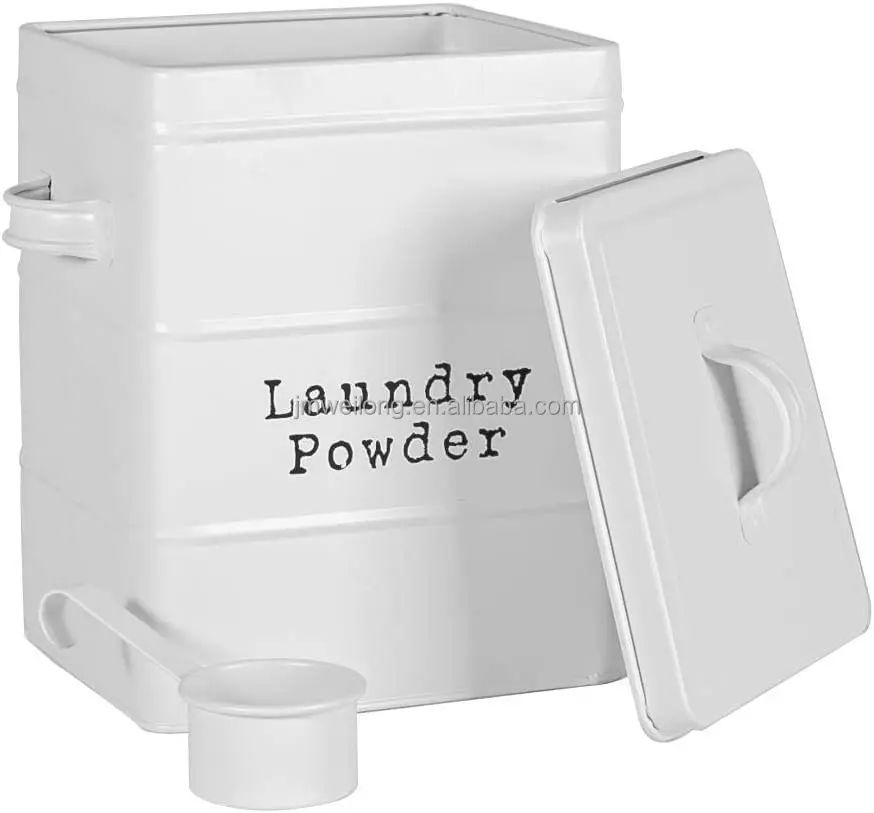 Galvanized Metal Storage Box Laundry powder storage box with lip washing tablets storage Container Box Laundry Organization