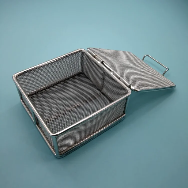 Medical 304 Stainless Steel Instrument Operation Sterilization Mesh Basket, Stainless Steel Sterilization Tray for Hospital