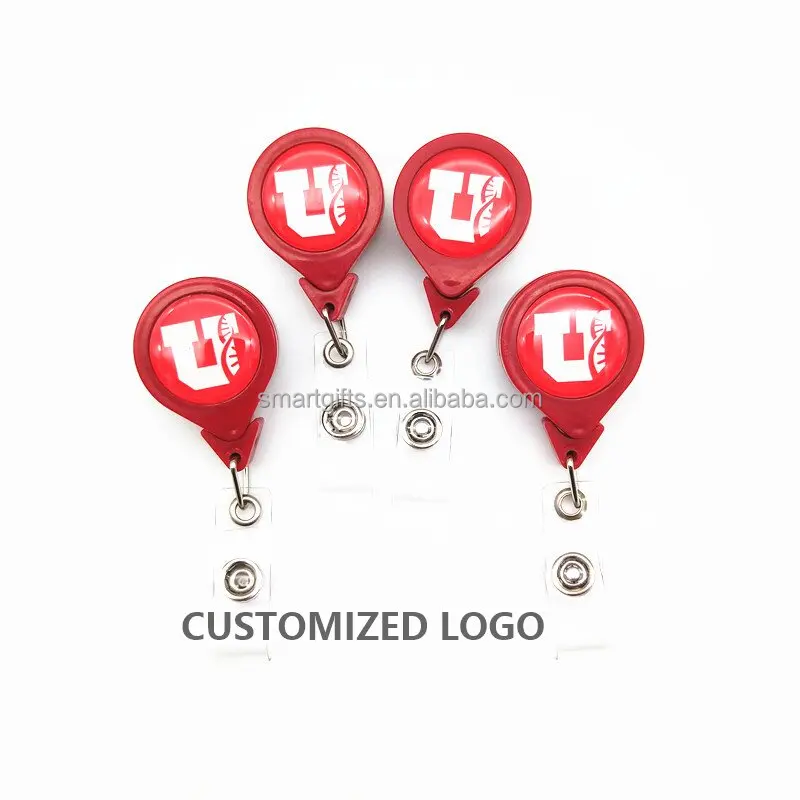 Factory Customized Anti Twist Black White Blue Red Name Badge ID Reel Retractable With LOGO