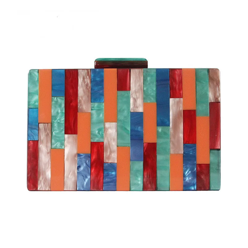 Многоцветный кошелек в радужную полоску, сумочки на плечо с цепочкой, вечерняя акриловая сумка-клатч