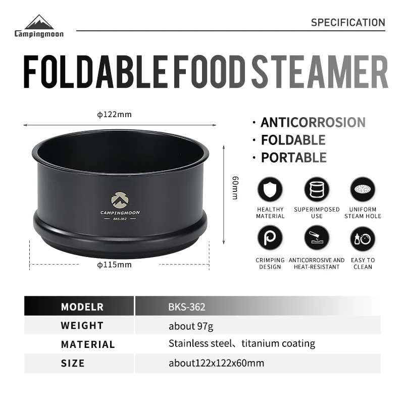 Custom multi-functional camping Stainless Steel Food Steamer lightweight camping metal foldable Food Steamer