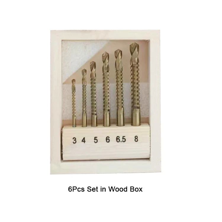 Titanium Coated HSS  Serrated Grooving  Carpenter Side Milling Cutting  Spiral Saw Drill Bits  Set for Woodworking Hole Tools