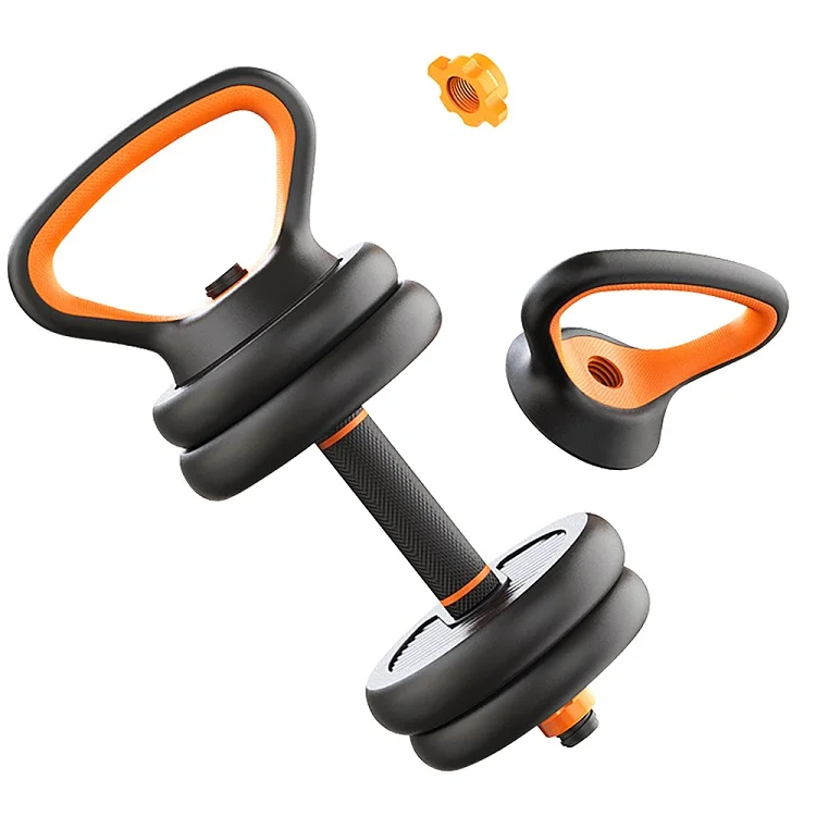 
New style 6 in 1 adjustable fitness equipment barbell set kettle bell combination suit dumbbell set 
