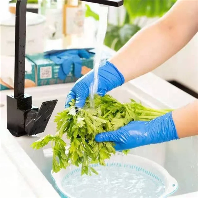 Durable Factory Promotion Low Price Multi-purpose Guantes de nitrilo sin polvo azul for Household Cleaning