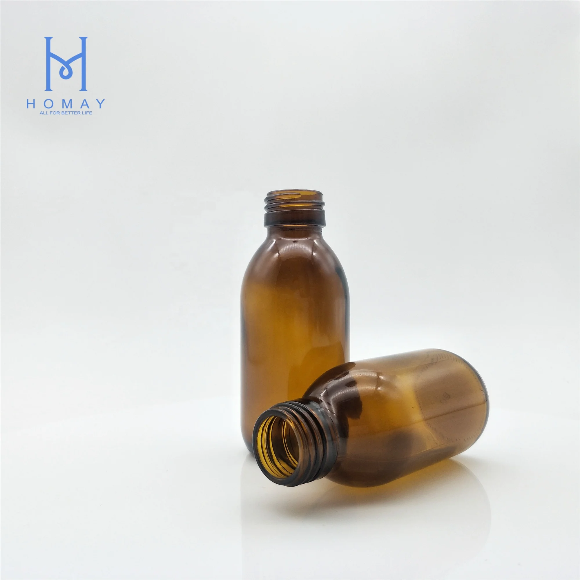 Wholesale  125ml Amber syrup glass bottle for liquid medicine DIN28mm