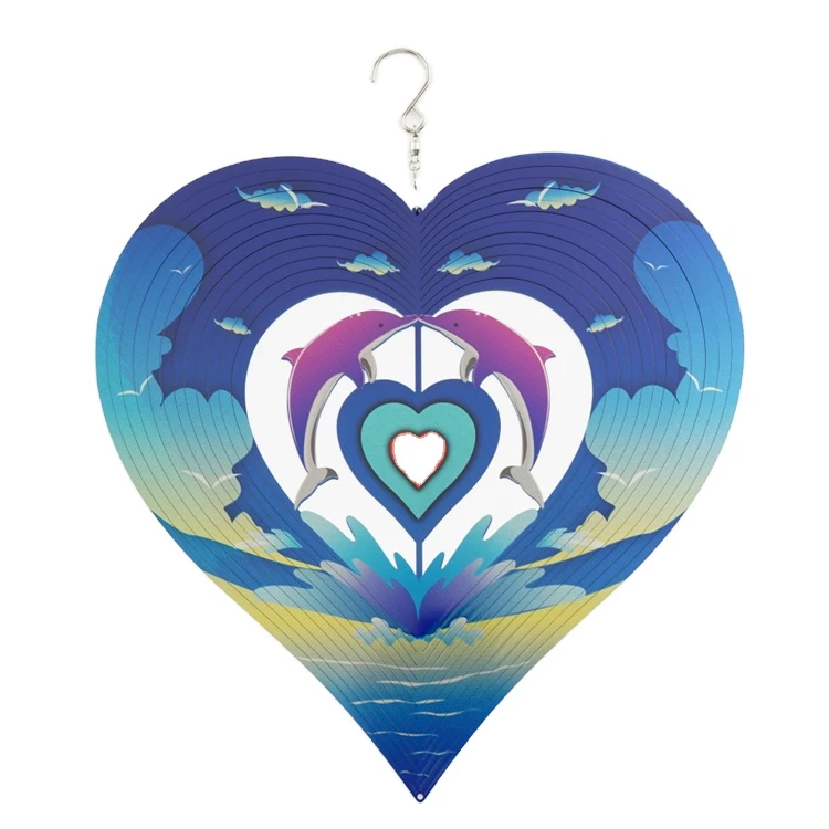 Hourpark Outdoor Hanging Garden Ornaments Laser-Cut 3D Stainless steel Metal Hanging Wind Spinner