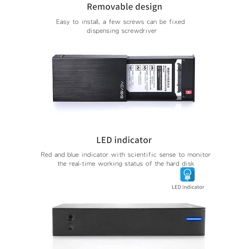 Корпус для жесткого диска USB3.0 ACASIS корпус твердотельного накопителя SATA с последовательным портом 2 5 дюйма прозрачный внешний 4