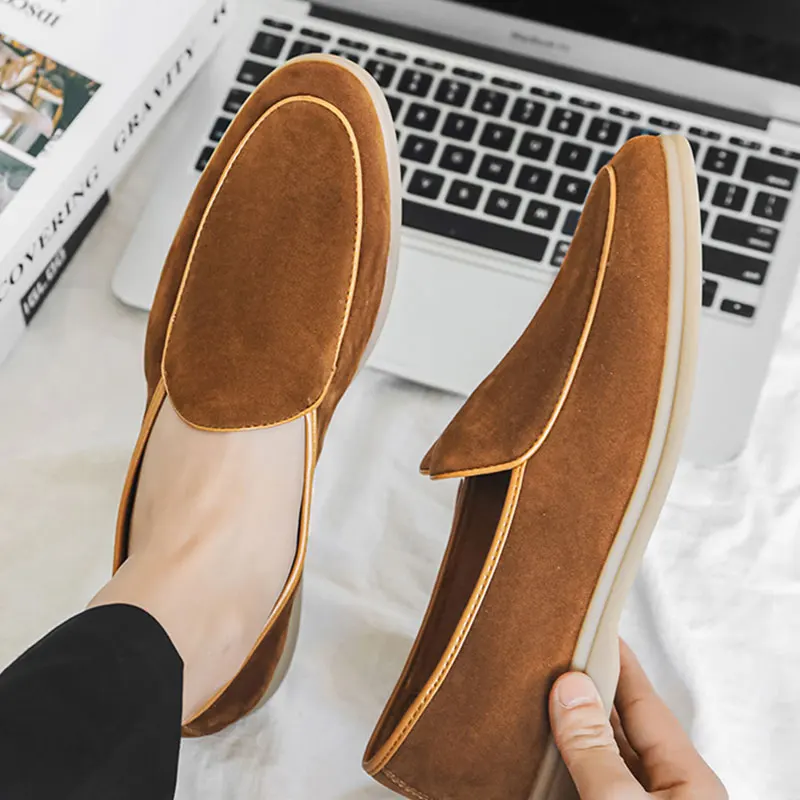 Xinzirain Custom New Casual Loafer Shoes Black Synthetic Leather Comfortable Slip On Anti Slippery Men Lazy Loafers