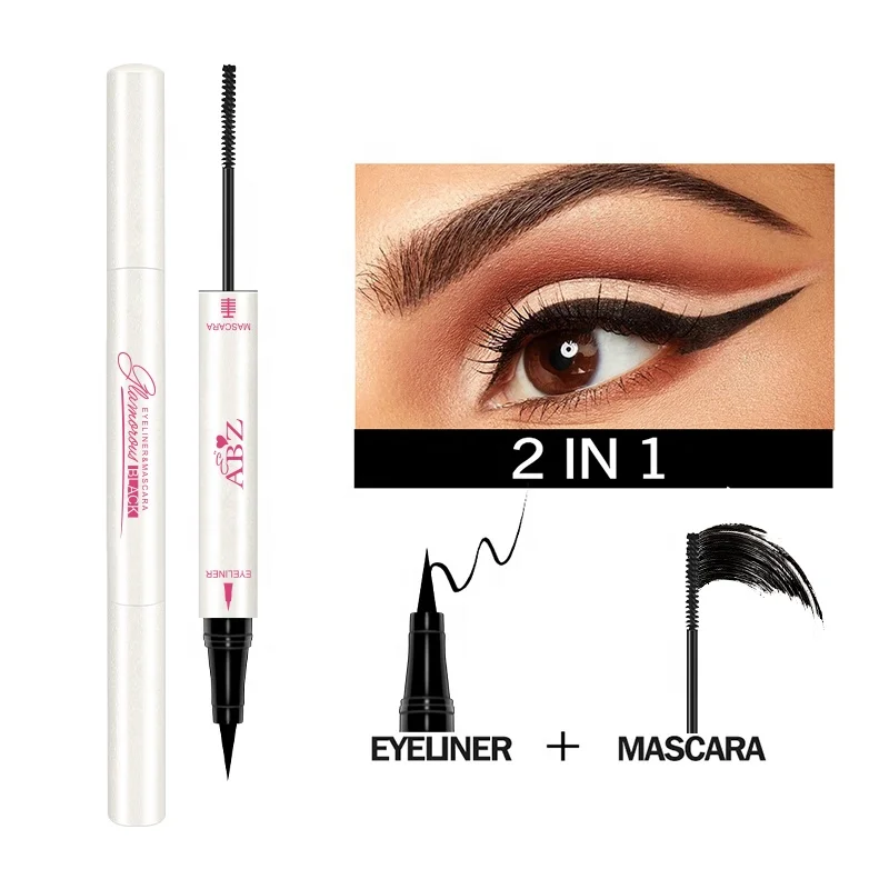 ABZ Custom Logo Water Proof Eyeliner Non Smudge Mascara 2 in 1 Eyebrow Mascara