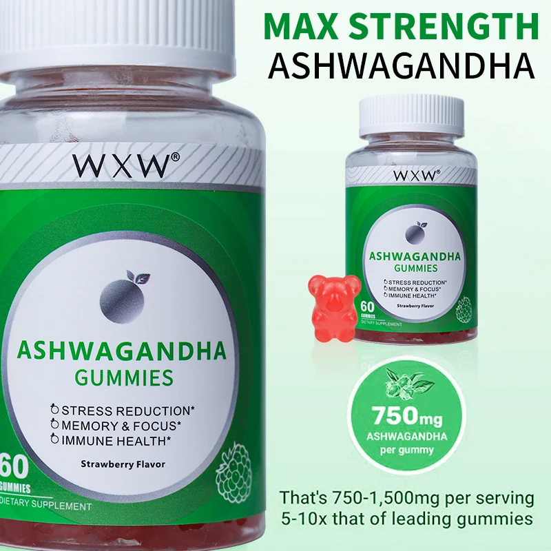 WXW Stock Shilajit Ashwagandha Balance Mood Gummies Ashwagandha & Vitamin d Gummy - Mixed Ashwagandha Gummies with Turmeric