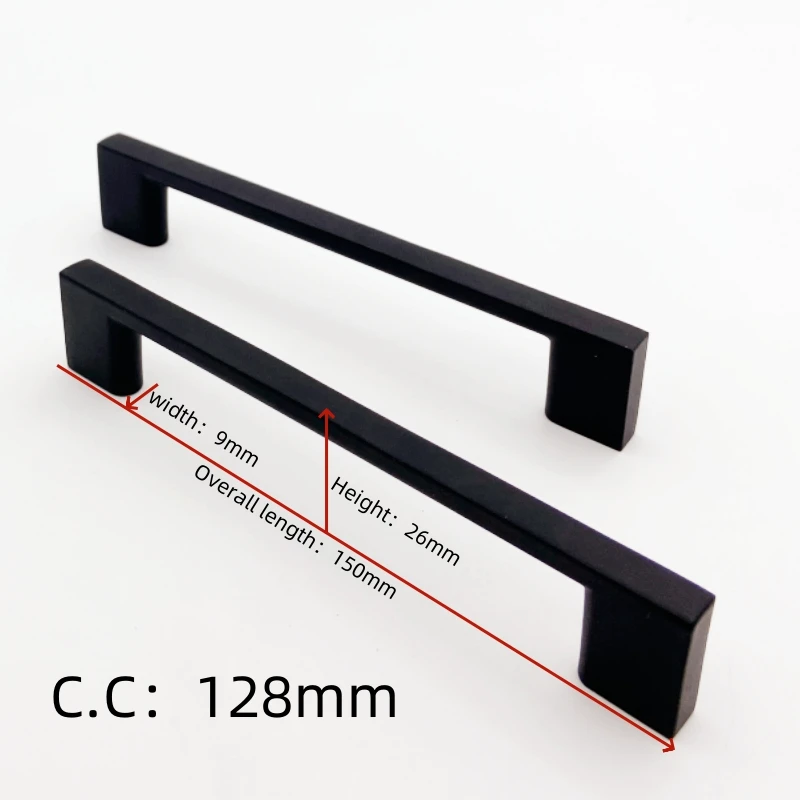 Black Aluminum Alloy Drawer Handle Dining Cabinet Pulls with Black Drawer Handles