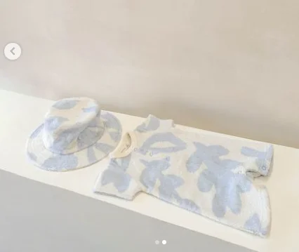 Custom Terry Toweling Patterns Ocean Daisy Short Sleeve Boys Baby Short Rompers