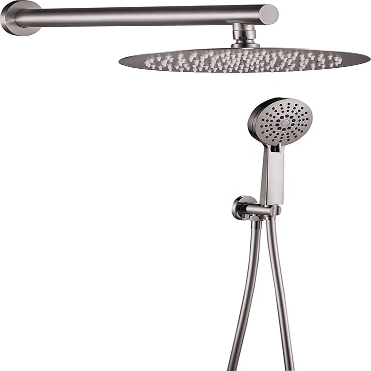 Никелевая матовая круглая Скрытая дождевая система для душа с 5 частями