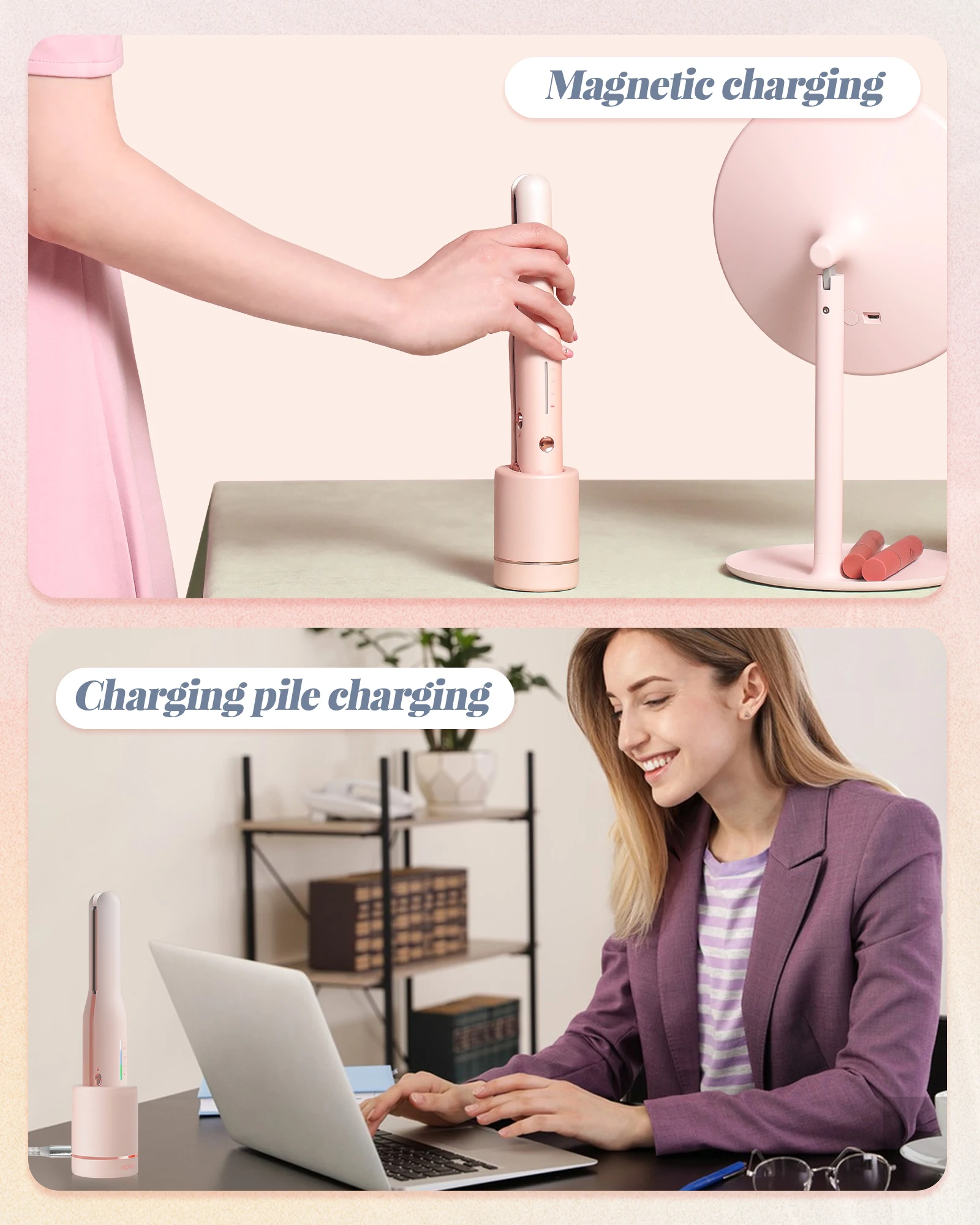 Professional Rechargeable 40w Pink Ceramic Portable Smart Hair Straightener Cordless Tiny Iron Little Flat Irons