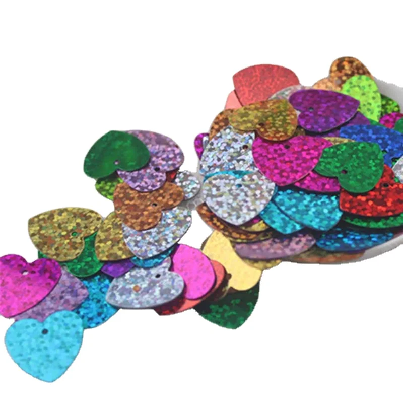diy garment spangle glitter loose sequins heart shape a hole Christmas wedding party craft embellished pvc sparkle laser sequins