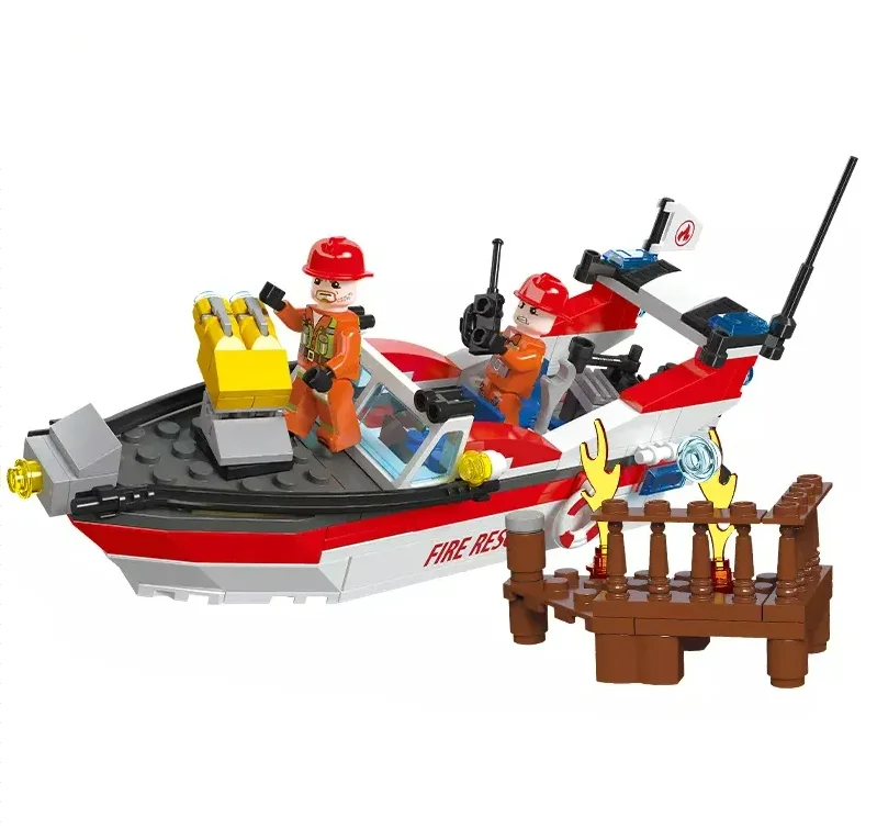 Wholesale City Fire Rescue Boat 60373 Building Blocks Model Construction Fire Brigade Bricks Sets For Kid