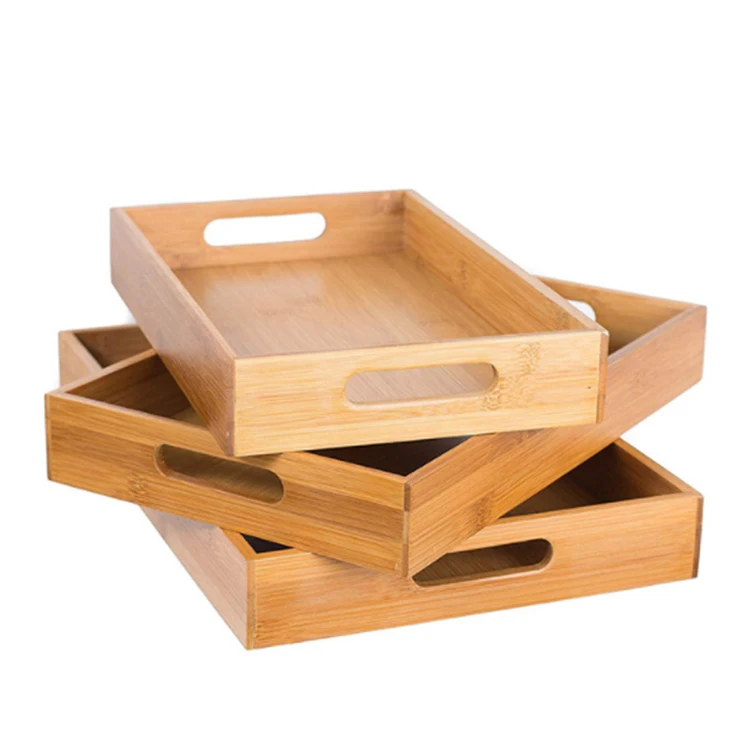 Деревянный поднос для фруктов и овощей, сервировочный поднос с деревянной ручкой, лазерная резка