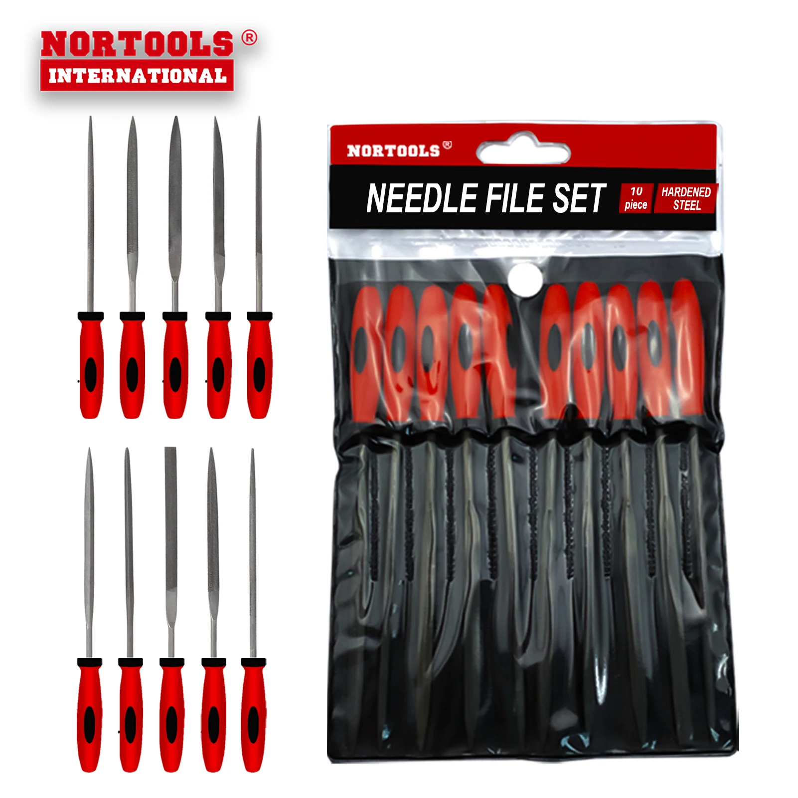 10PCS Electroplated Diamond Flat Hald Round Square Needle File Set