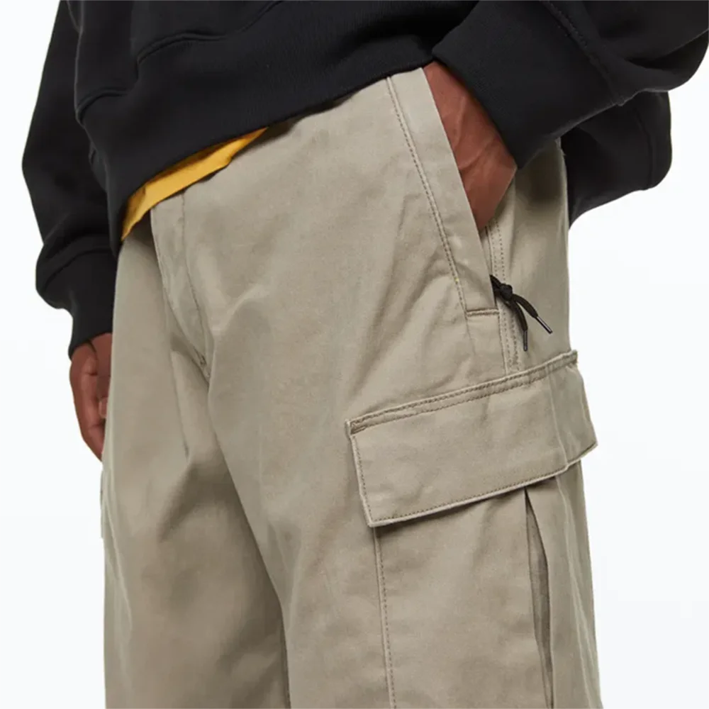 Custom Elastic Waist Loose Fit Utility Pockets Clothing Trousers Jogger Casual Streetwear Baggy Twill Cargo Pants for Men