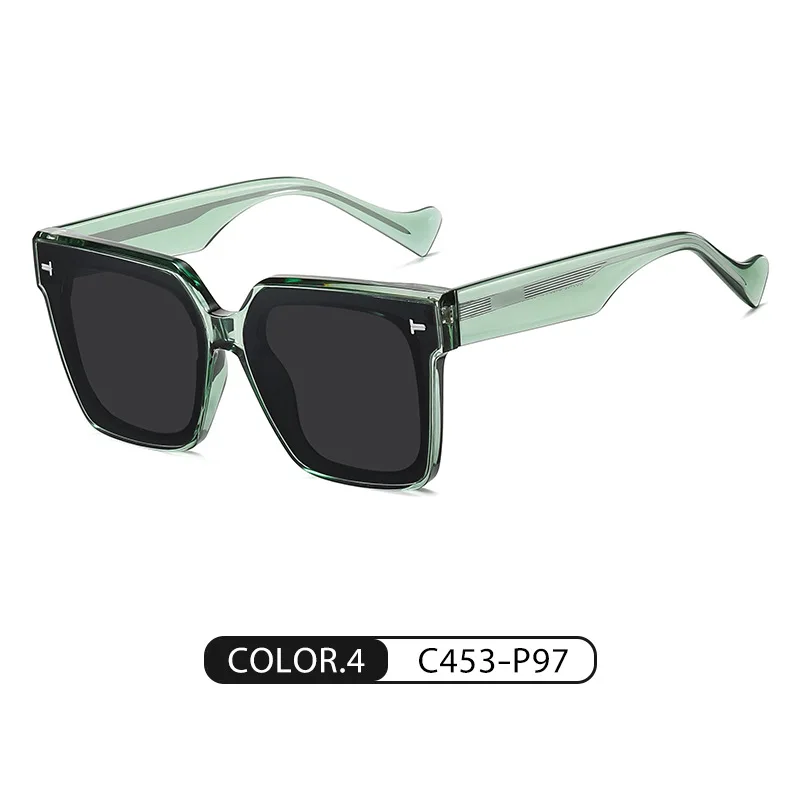 High Quality Polarized Lens Acetate Legs TR Frame Big Square Sunglasses 3D Metal Logo