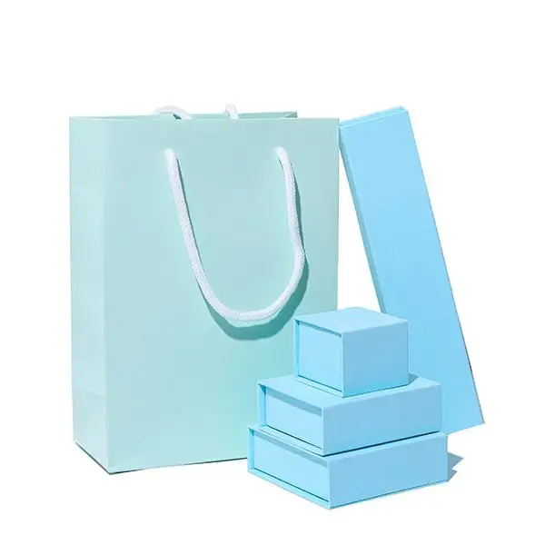 Mini blue Jewellery Storage Travel Organizer paper Custom Jewelry Package Box with Logo