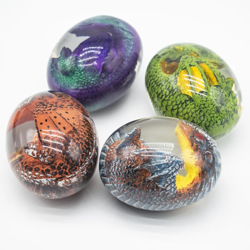 Wholesale Custom Highly transparent resin crafts Dinosaur Eggs Home decor statue Polyresin animal small  figurine Ornaments