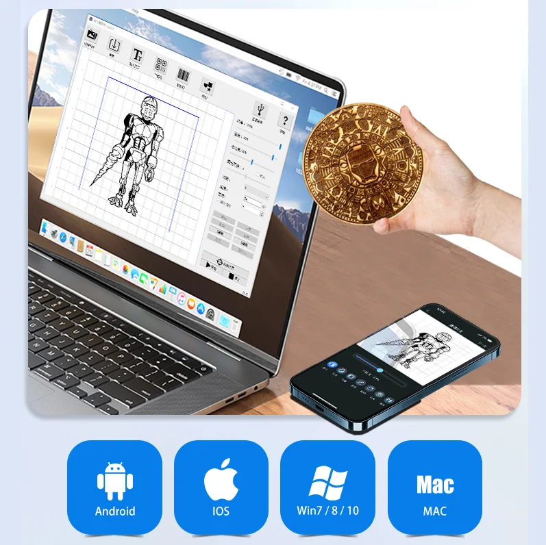 Desktop Carving Laser Engraving Cutting Machine DIY 3D Laser Mini Home Printer Engraver Plastic Acrylic PCB PVC Bamboo Carving