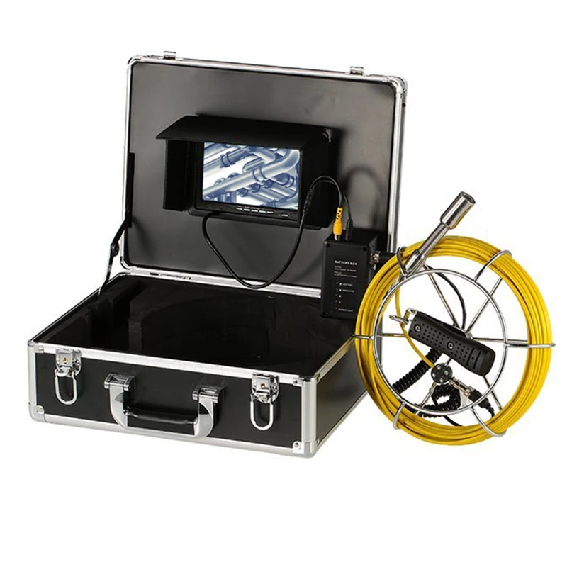 7 Inch LCD Monitor 23mm Lens Industrial Video Endoscope 20M Drain Pipe Sewer Inspection Camera System With DVR Function