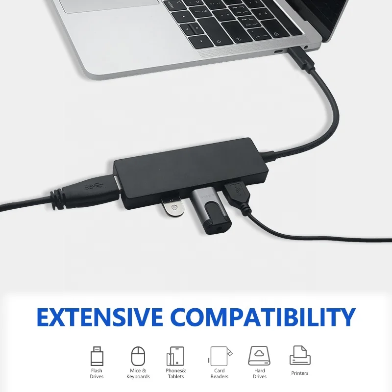 Portable 4Ports Transcend Data 3.0 4 In 1 USB Type C Adapter HUB For Macbook