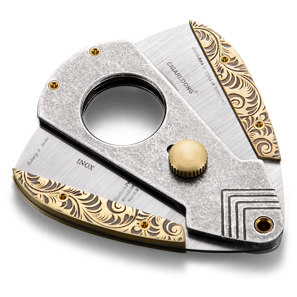 CIGARLOONG Unique Design Gift Wrap Cigar Accessories, Metal Stainless Steel Sharp Blade Cigar Cutter