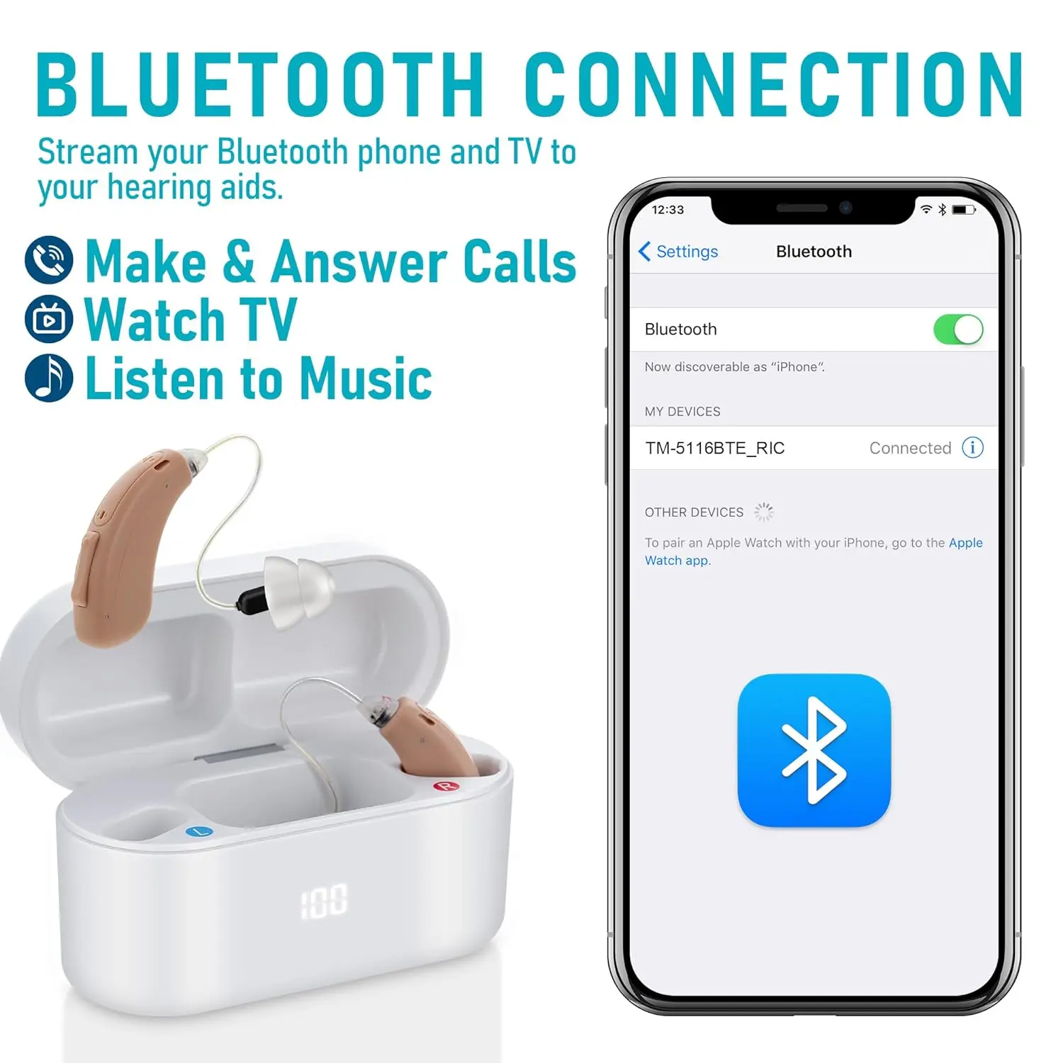 Blue tooth Digital BTE Hearing Aid Sound Amplifier Smart App Control Rechargeable Hearing Aid elderly For Deafness And Seniors