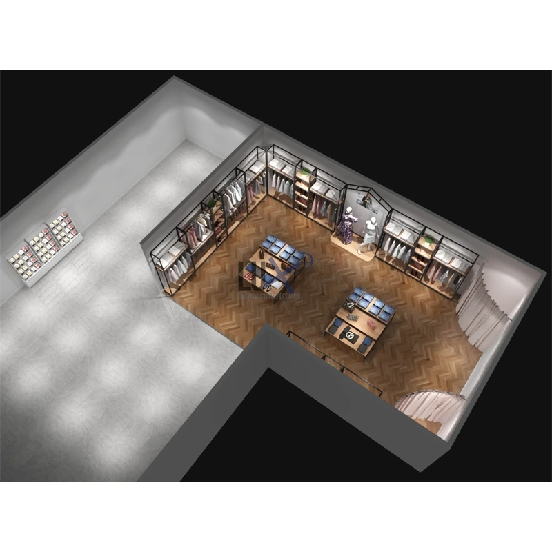 LUX Design Bespoke 3D Clothing Shop Design Retail Clothes Store Display Wholesale Clothing Display Racks