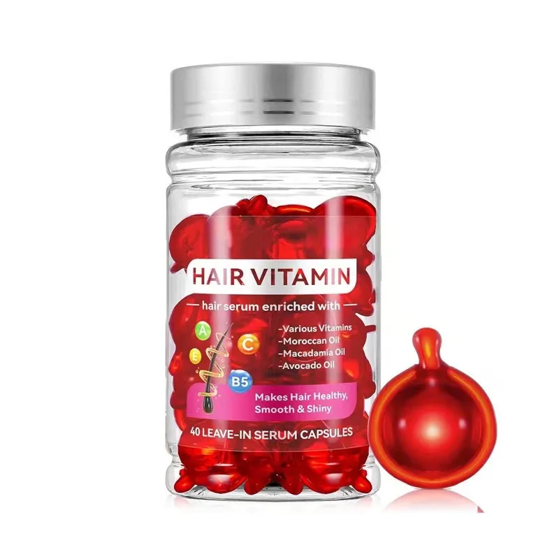 Hair Vitamins Treatment Oil Capsule no Rinse with Argan Macadamia Avocado Oils for Women And Men 40 Capsules